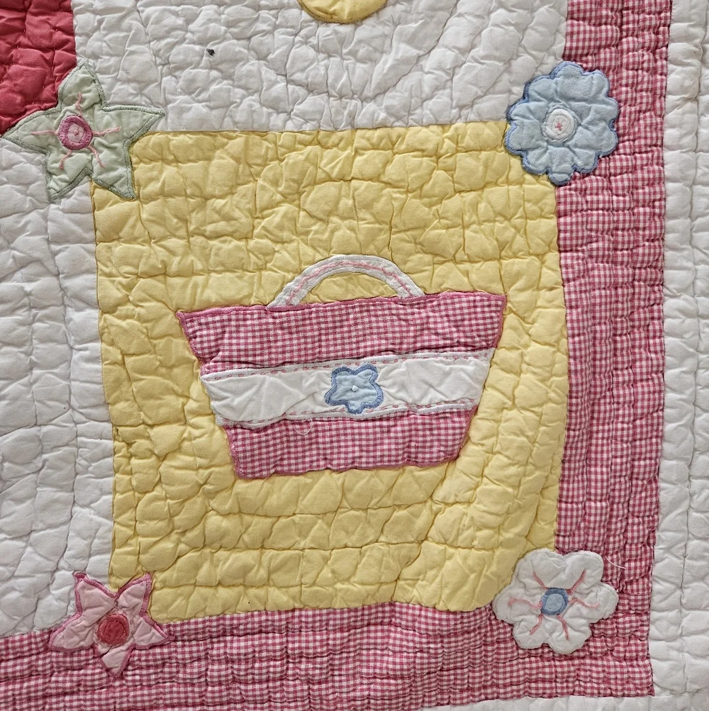 Pottery Barn Kids Girl's Patchwork Quilt 66×82 Twin Size Blanket & Pillow Set